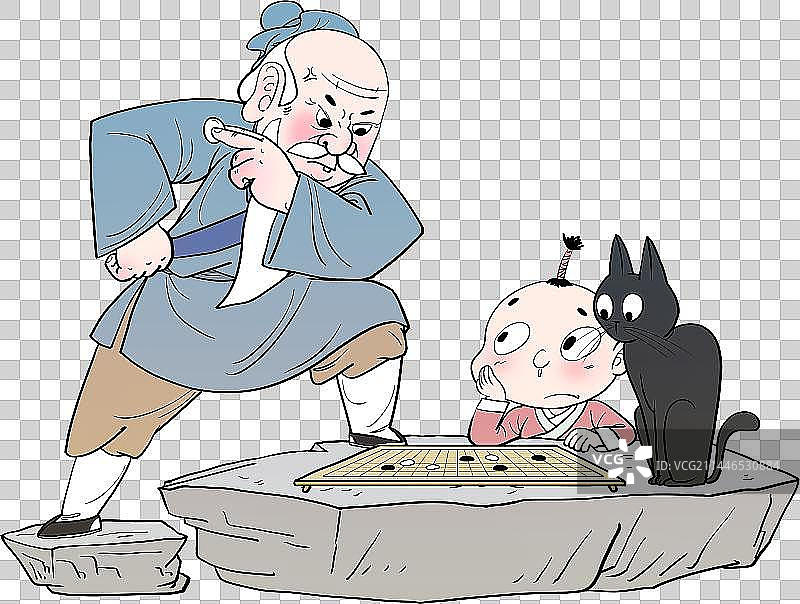 下棋的古代人物元素图片素材