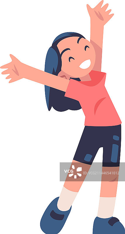 举起双手，面带微笑的快乐女孩图片素材