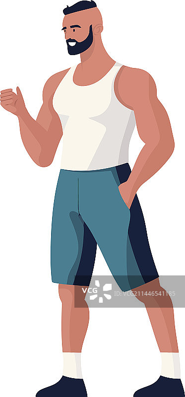 健壮的运动员站立图片素材