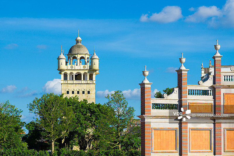 广东省开平市赤坎古镇侨乡国际旅游度假区的碉楼、华侨之乡、开平碉楼图片素材