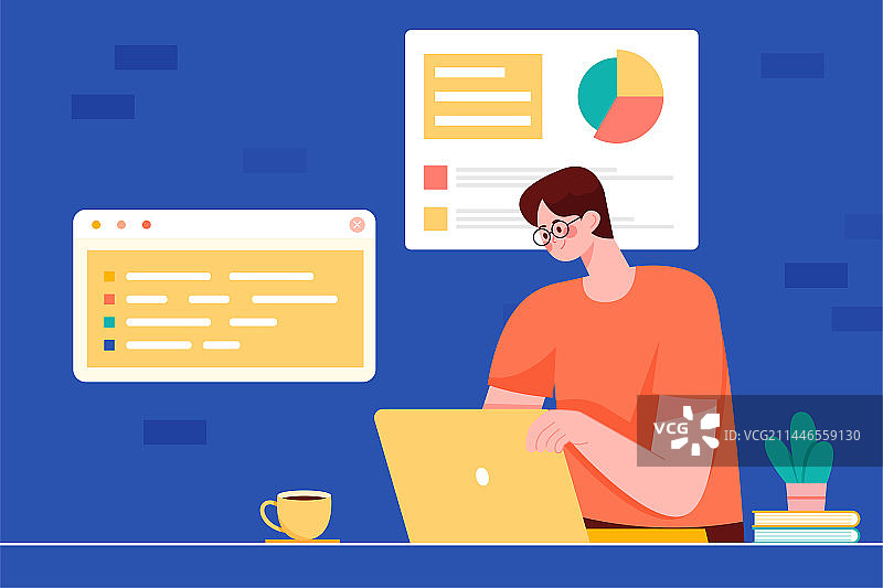 职场白领在办公室上班插画图片素材