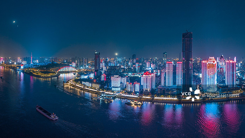 武汉长江江滩夜景风光图片素材
