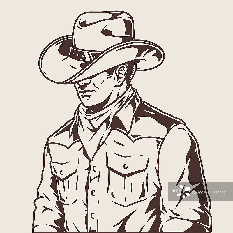 男人牛仔复古单色贴纸图片素材