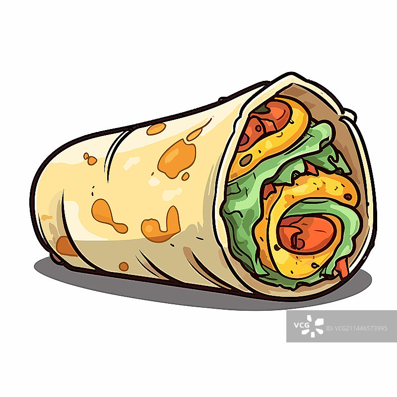 手绘墨西哥卷饼涂鸦图片素材