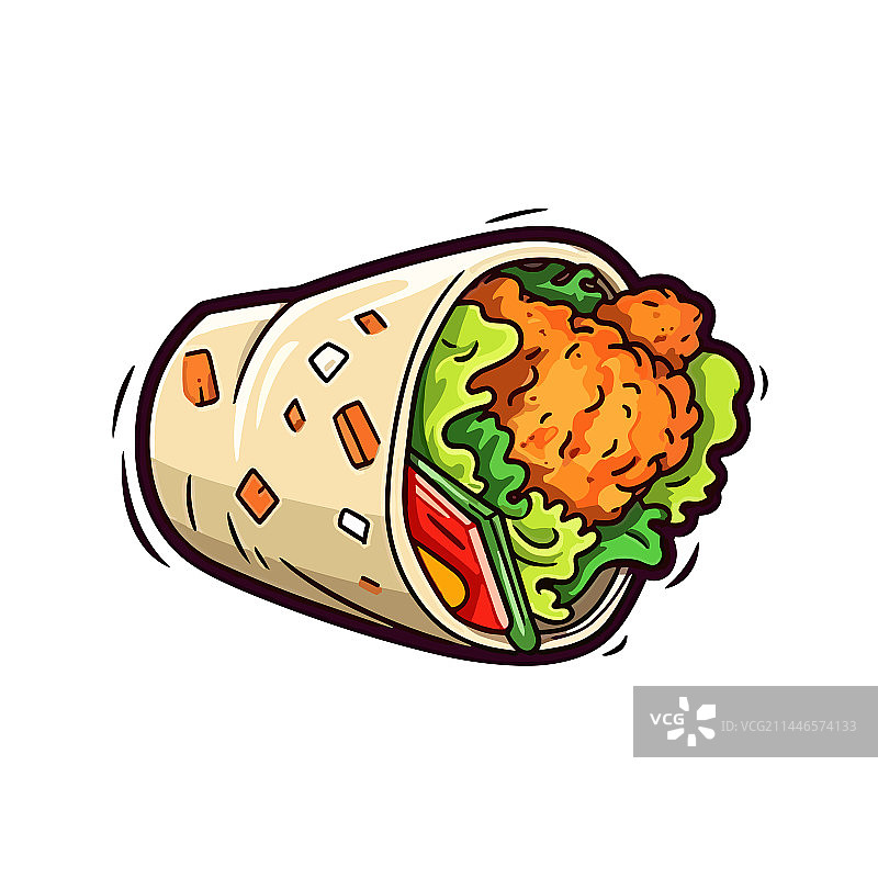 手绘鸡肉卷饼图片素材