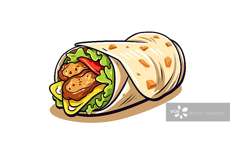 手绘鸡肉卷饼图片素材