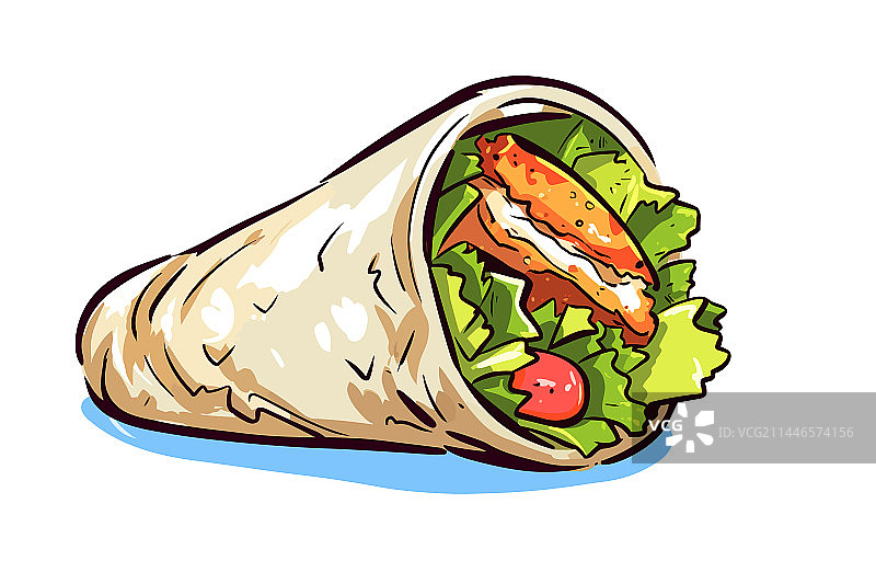 手绘鸡肉卷饼图片素材