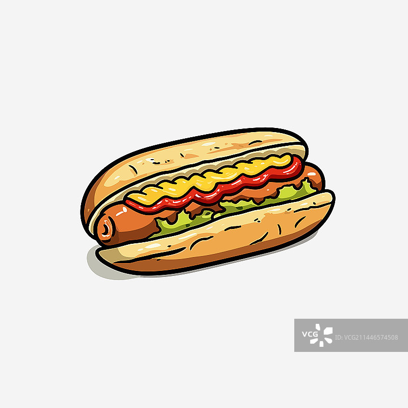 手绘卡通热狗涂鸦图片素材