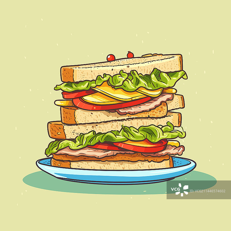 手绘俱乐部三明治涂鸦图片素材