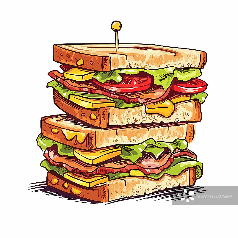 手绘俱乐部三明治涂鸦图片素材