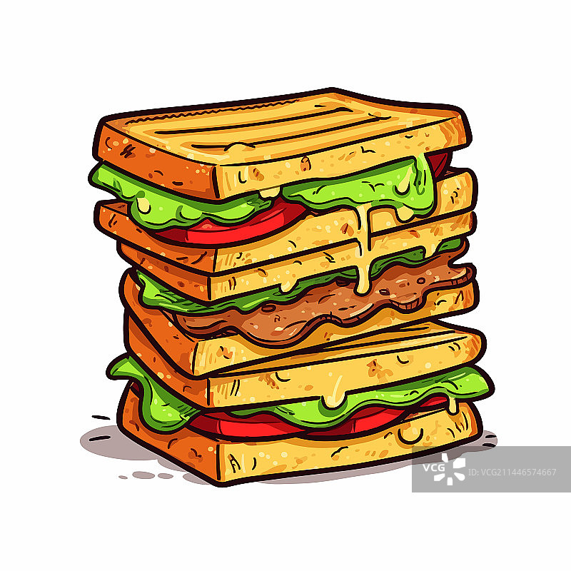 手绘俱乐部三明治涂鸦图片素材