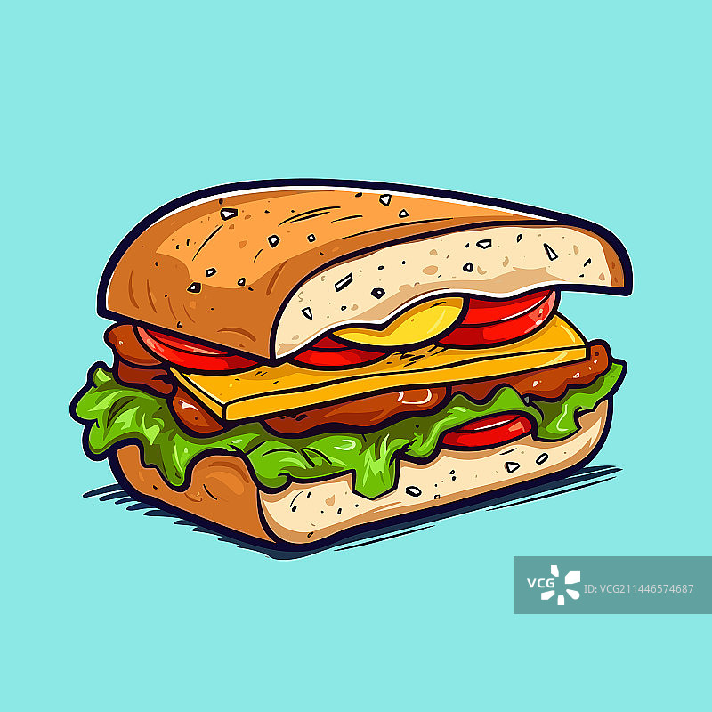 手绘俱乐部三明治涂鸦图片素材