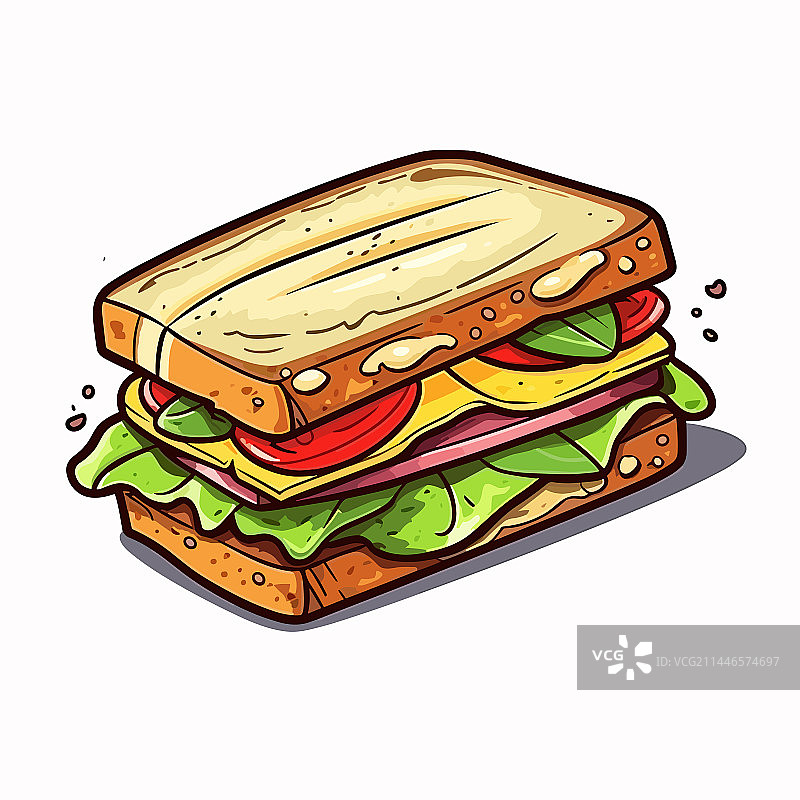 手绘俱乐部三明治涂鸦图片素材