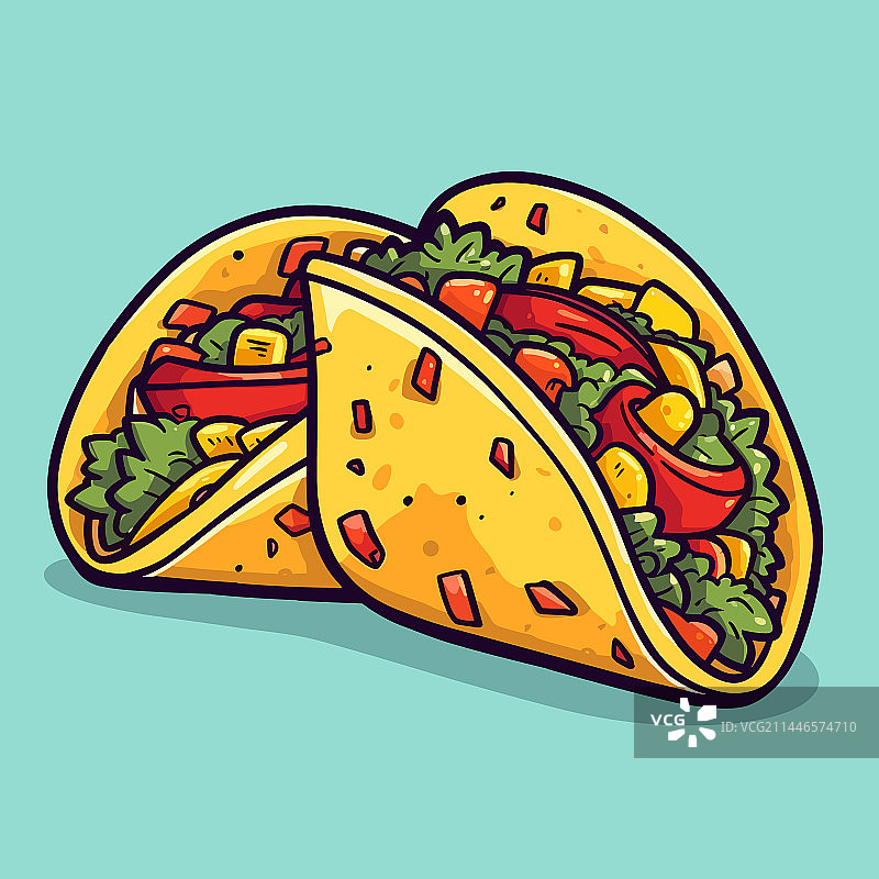 手绘墨西哥卷饼涂鸦图片素材