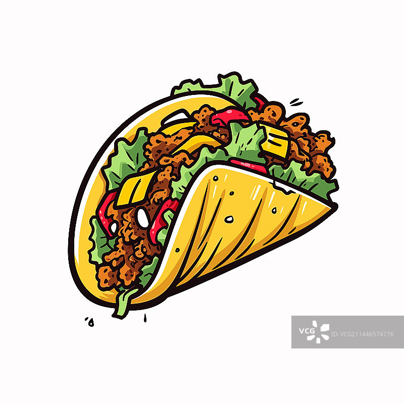 手绘墨西哥卷饼涂鸦图片素材