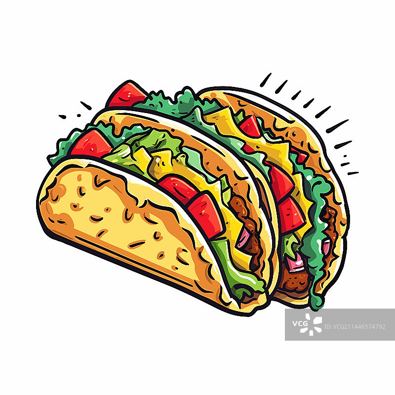 手绘墨西哥卷饼涂鸦图片素材