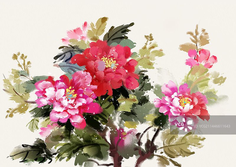 仿国画水墨素材--牡丹图片素材