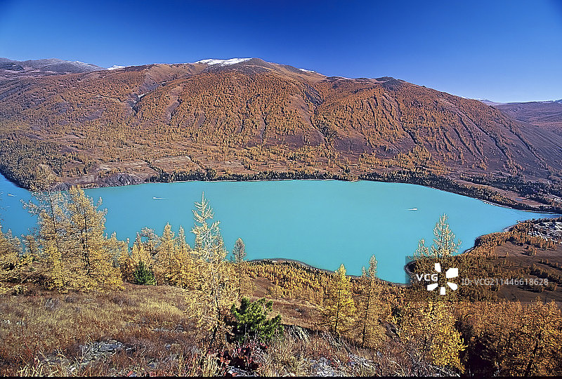 喀纳斯湖，阿尔泰山，人间仙境，神的花园，中国与哈萨克斯坦、俄罗斯、蒙古国接壤地带图片素材