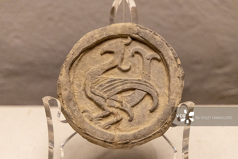 夔凤纹纹瓦当【战国（前475—前221），中国园林博物馆】图片素材
