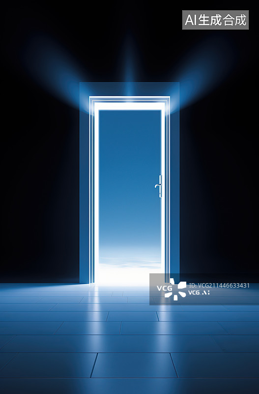 【AI数字艺术】蓝色背景下的光线图片素材