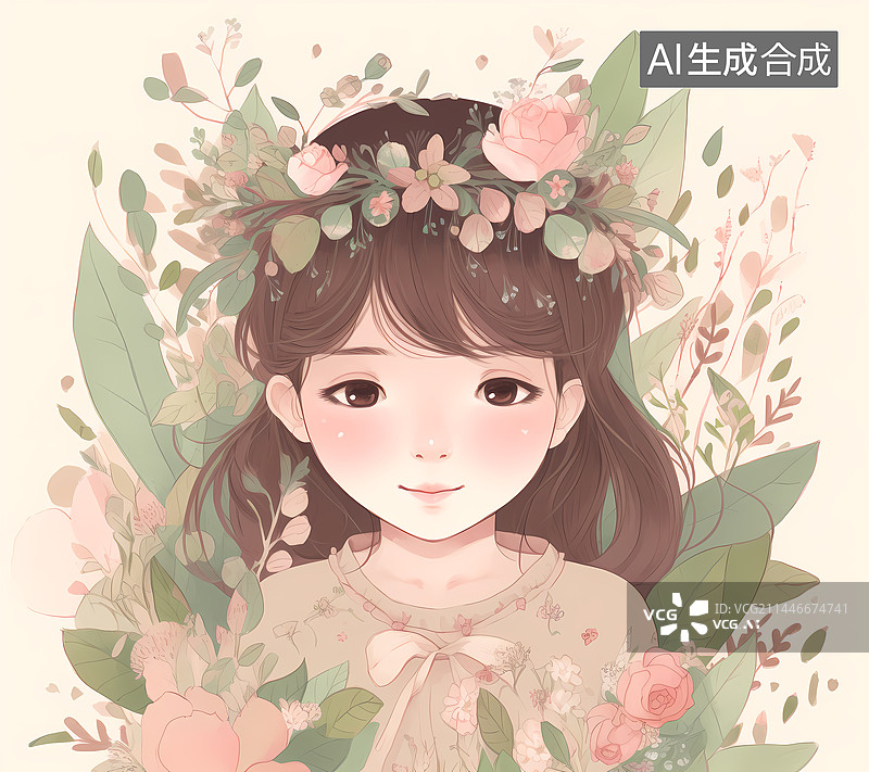 【AI数字艺术】可爱的女生头像图片素材
