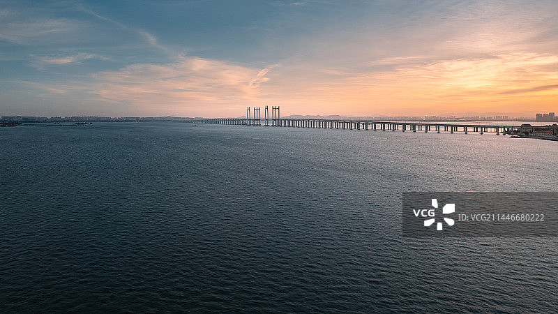 泉州湾跨海大桥晚霞图片素材