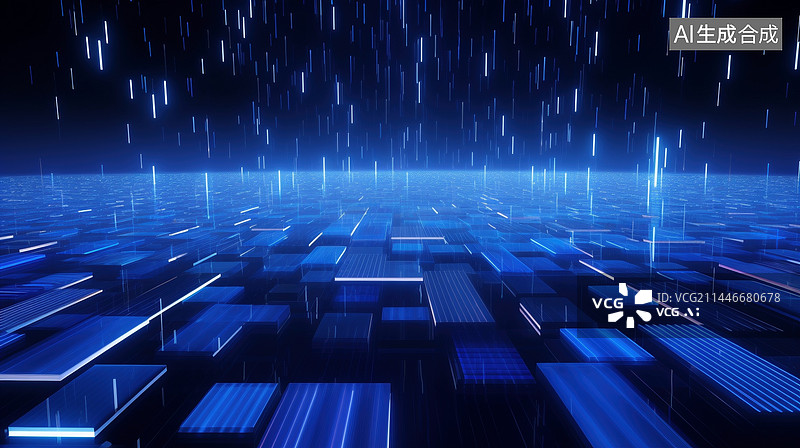 【AI数字艺术】蓝色智能科技风格背景图片素材