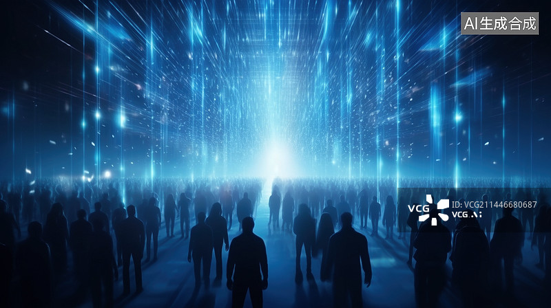 【AI数字艺术】蓝色智能科技风格背景图片素材