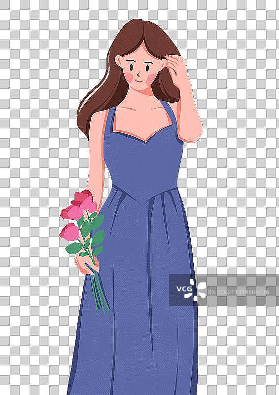 文艺清新女生人物插画元素图片素材