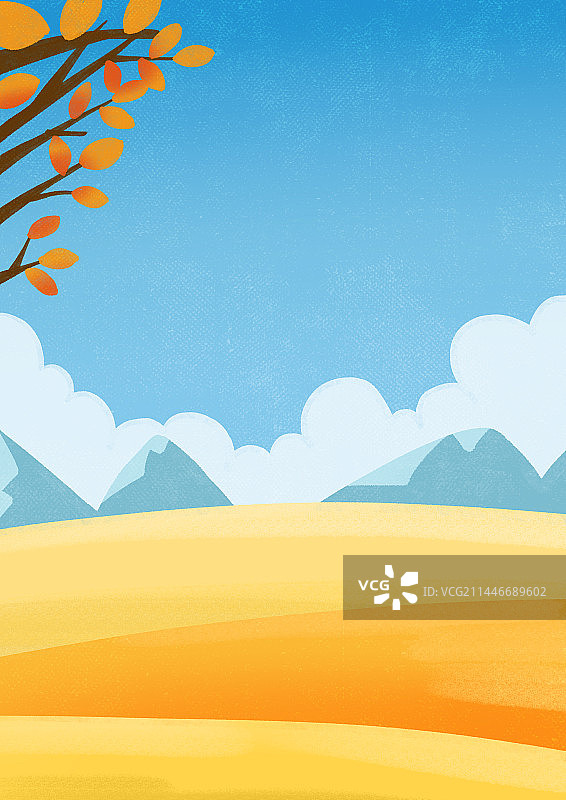 秋天立秋风景插画背景图片素材