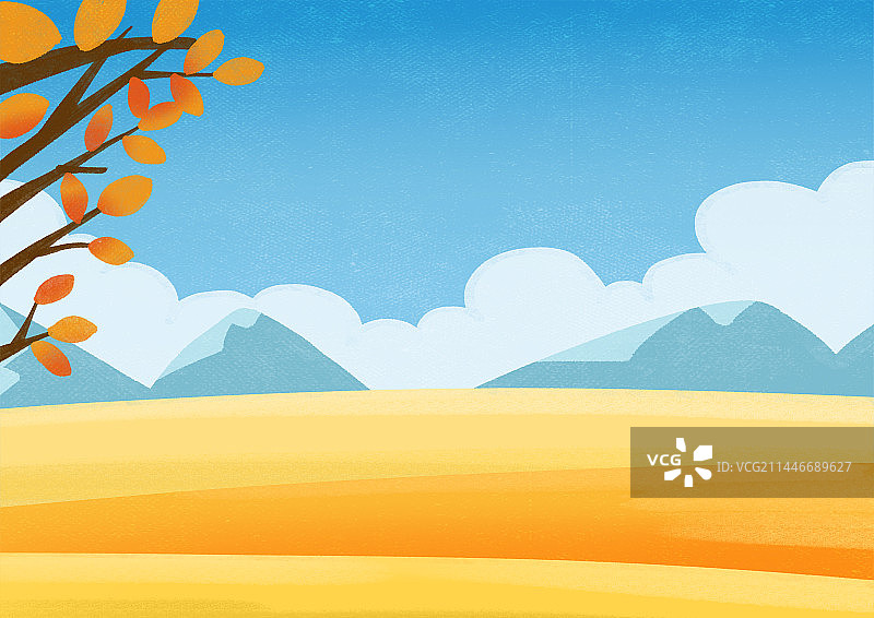 秋天立秋风景插画背景图片素材