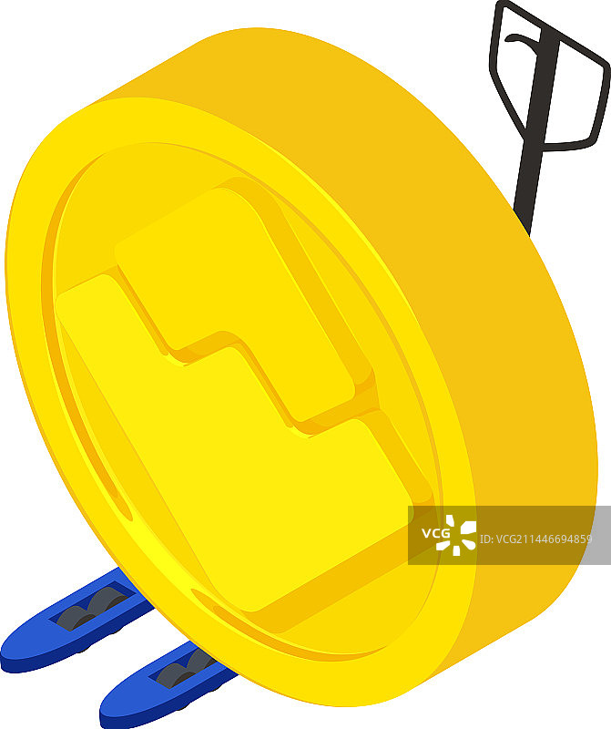 Waves加密货币2.5D金色图标图片素材