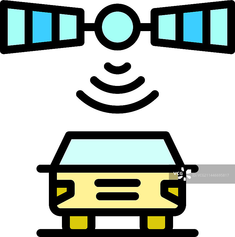 扁平风格卫星汽车图标图片素材