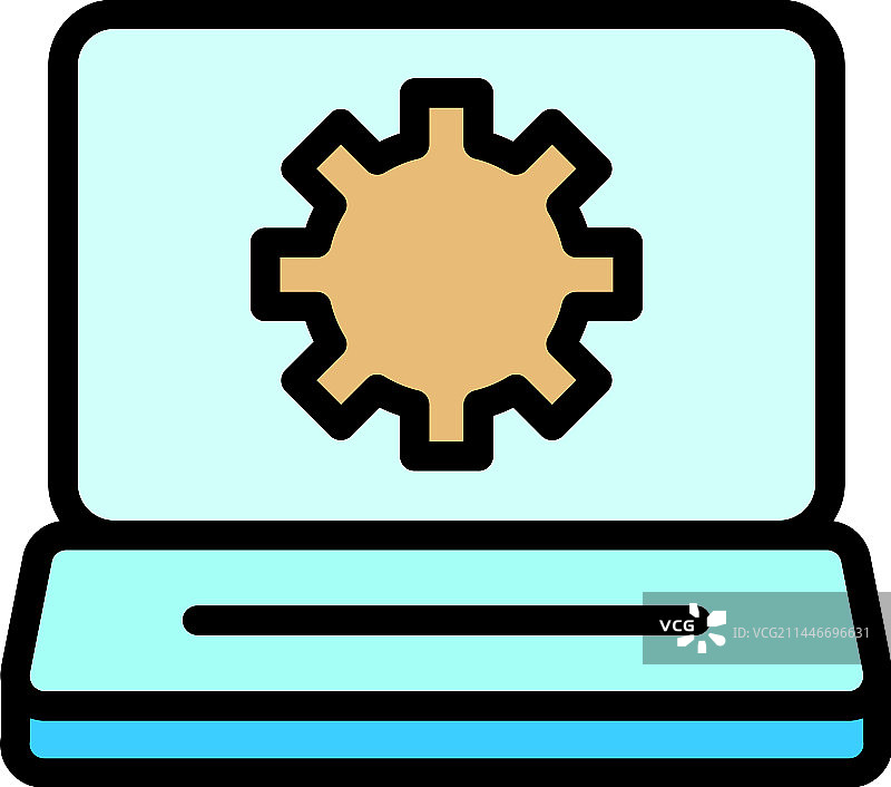 笔记本电脑设置图标（扁平风格）图片素材