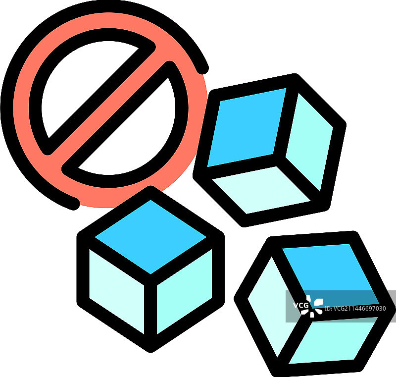 冰箱冰块扁平图标图片素材