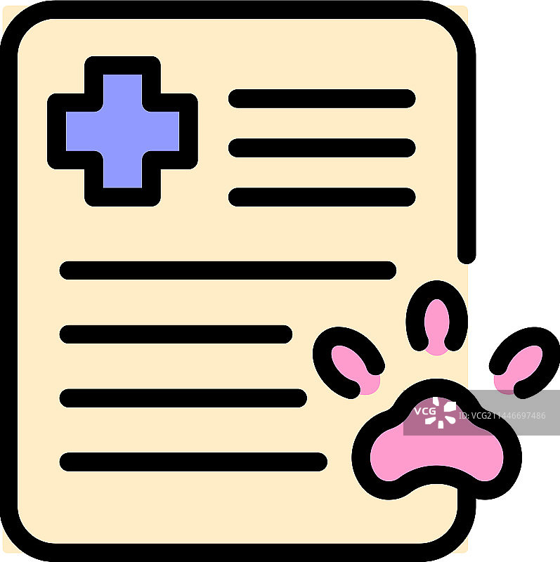 兽医诊所医疗报告图标（扁平风格）图片素材