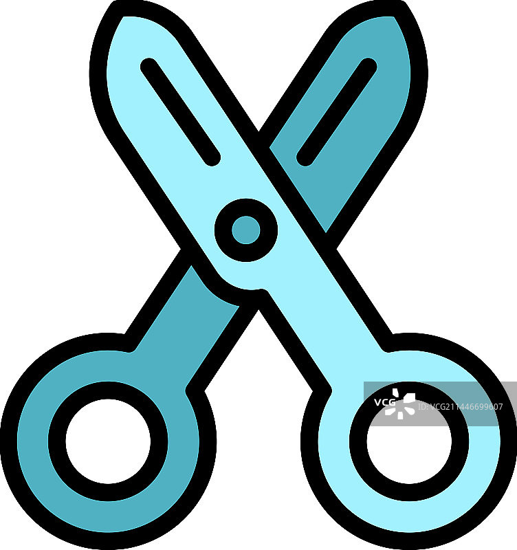 卷发剪刀图标（扁平风格）图片素材