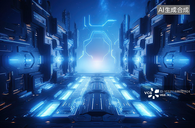 【AI数字艺术】蓝色背景下的网络连接插头图片素材