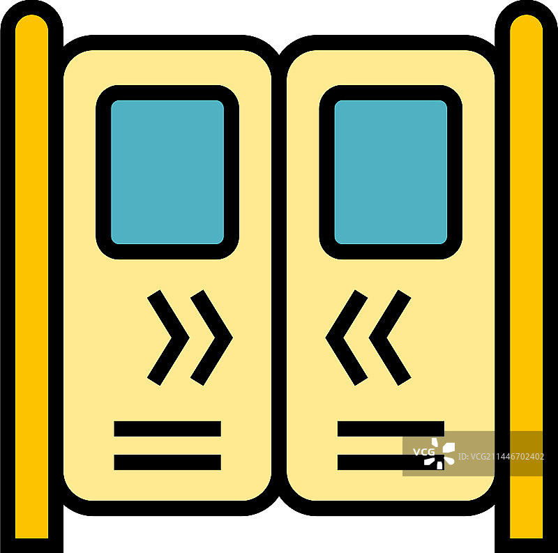 地铁列车门图标（扁平风格）图片素材