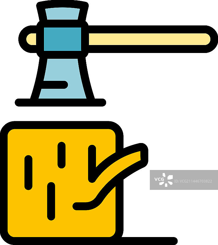 露营地木斧图标（扁平风格）图片素材