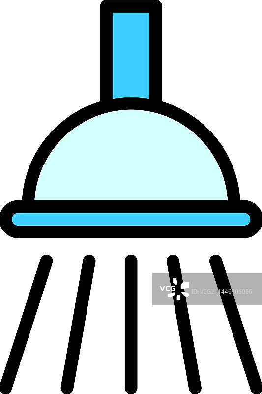 淋浴喷头飞溅图标（扁平风格）图片素材