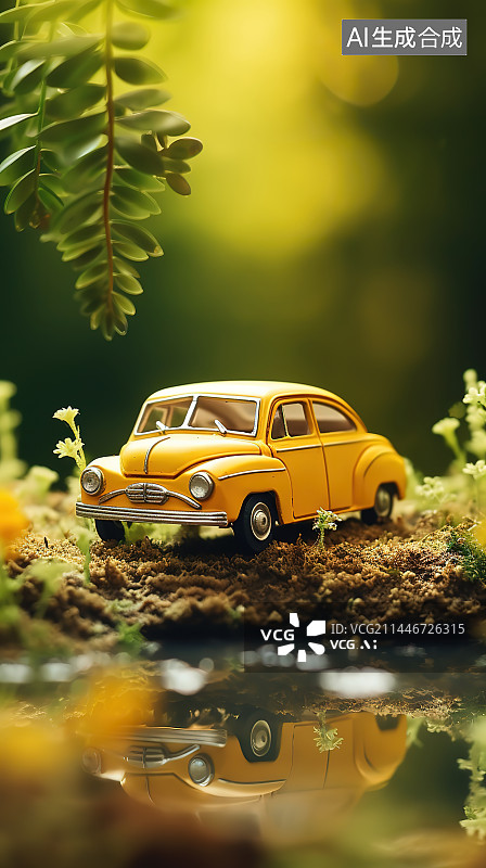 【AI数字艺术】玩具车里的小雕像特写镜头图片素材