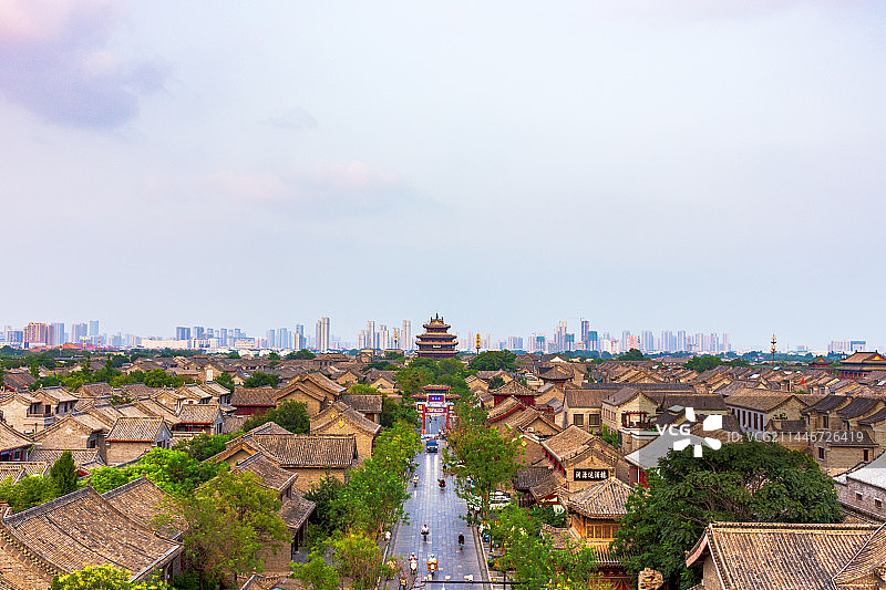 夏日夕照下的东昌古城23.07图片素材