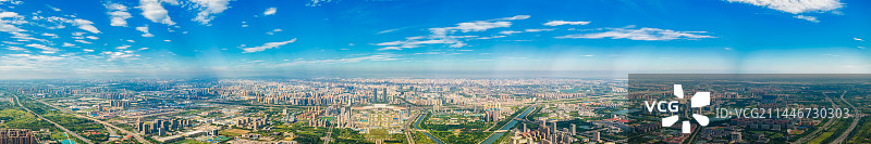 河南省郑州市都市天际线夏季户外航拍全景图片素材