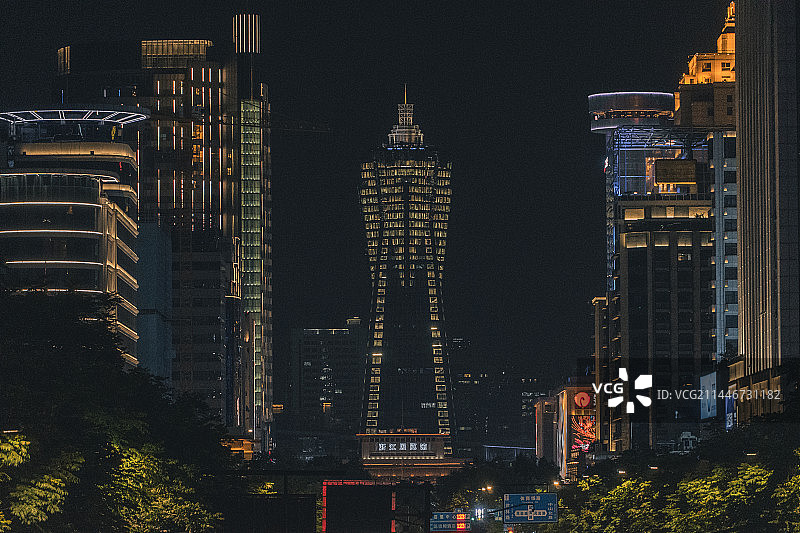 杭州延安路、武林广场与西湖文化广场夜景图片素材