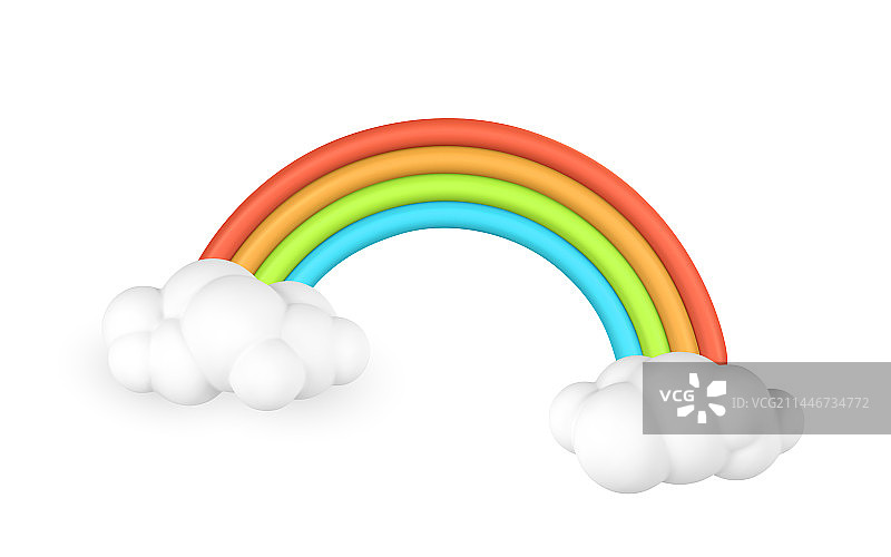 卡通风格3D彩虹与云朵图片素材