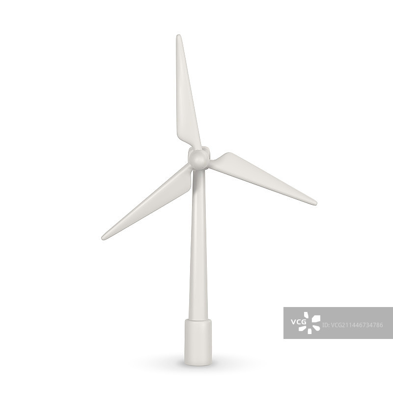 3D卡通风带阴影的风力涡轮机图片素材