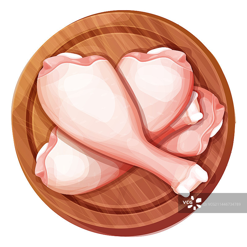 木板上的生鸡腿，顶部视角图片素材