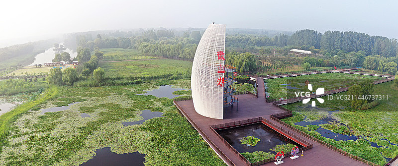 山东枣庄滕州市微山湖红荷湿地景区夏日美景图片素材