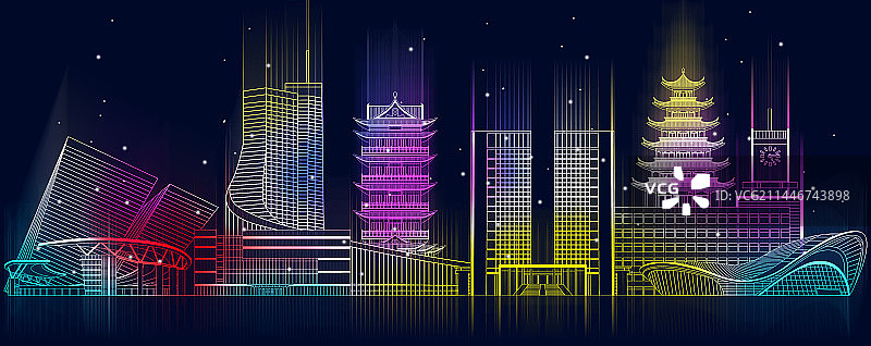 夜景光线安徽合肥地标建筑群图片素材